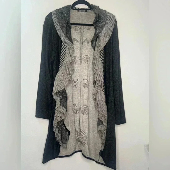 ZOZO‎  Womens Open Front Ruffle Long Cardigan Sweater Cotton Lyocell blend Sz 1X - Picture 1 of 12